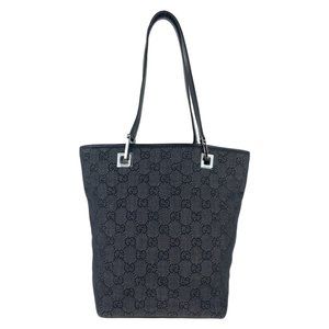 GUCCI GG pattern black silver hardware canvas 31244 tote bag shoulder for women